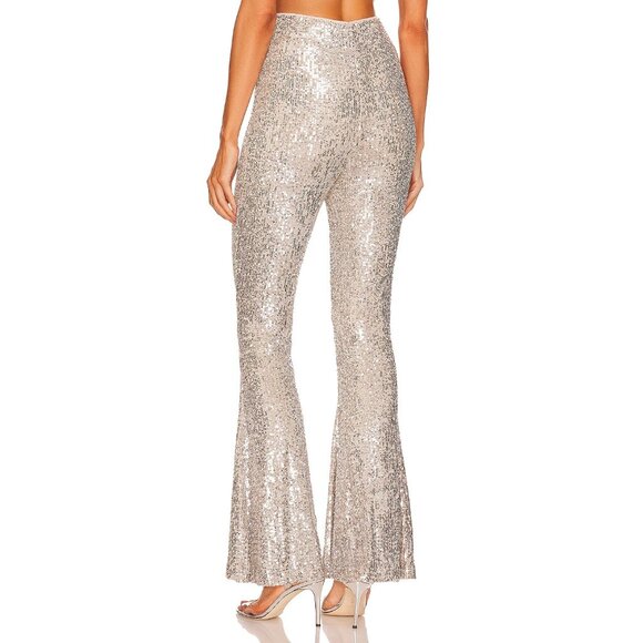 Show Me Your Mumu Mercury Bells in Platinum Sequins Medium Womens Pants Trousers - Picture 2 of 13